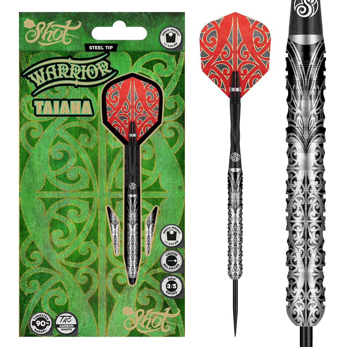 FLÉCHETTES SHOT WARRIOR TAIAHA POINTE D'ACIER - BARREAUX EN TUNGSTÈNE À 90%