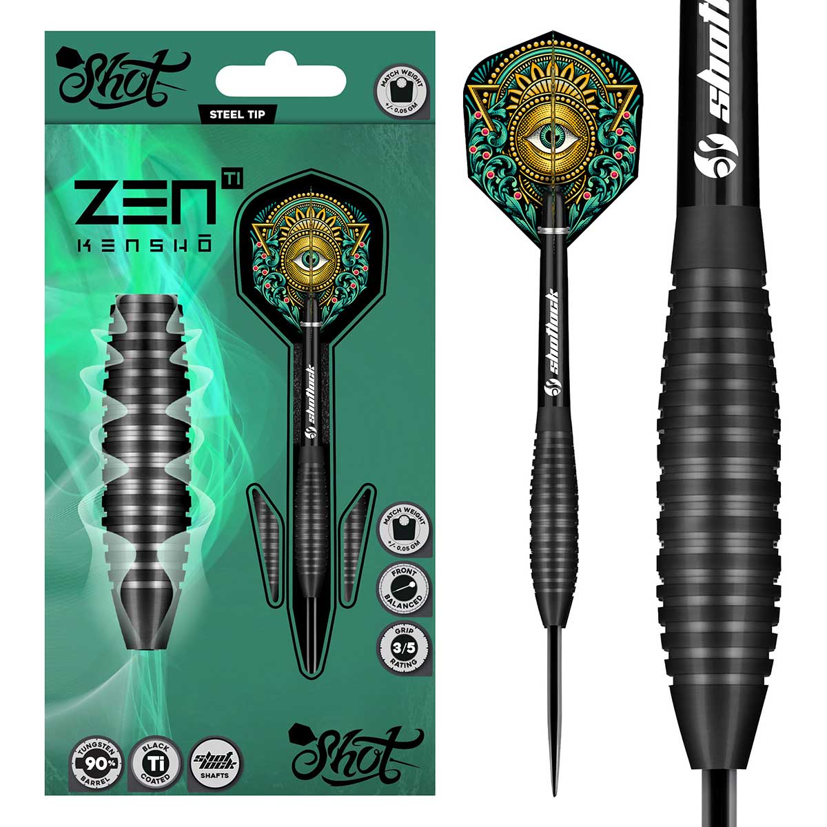 FLÉCHETTES SHOT ZEN KENSHO POINTE D'ACIER - BARREAUX EN TUNGSTÈNE À 90%