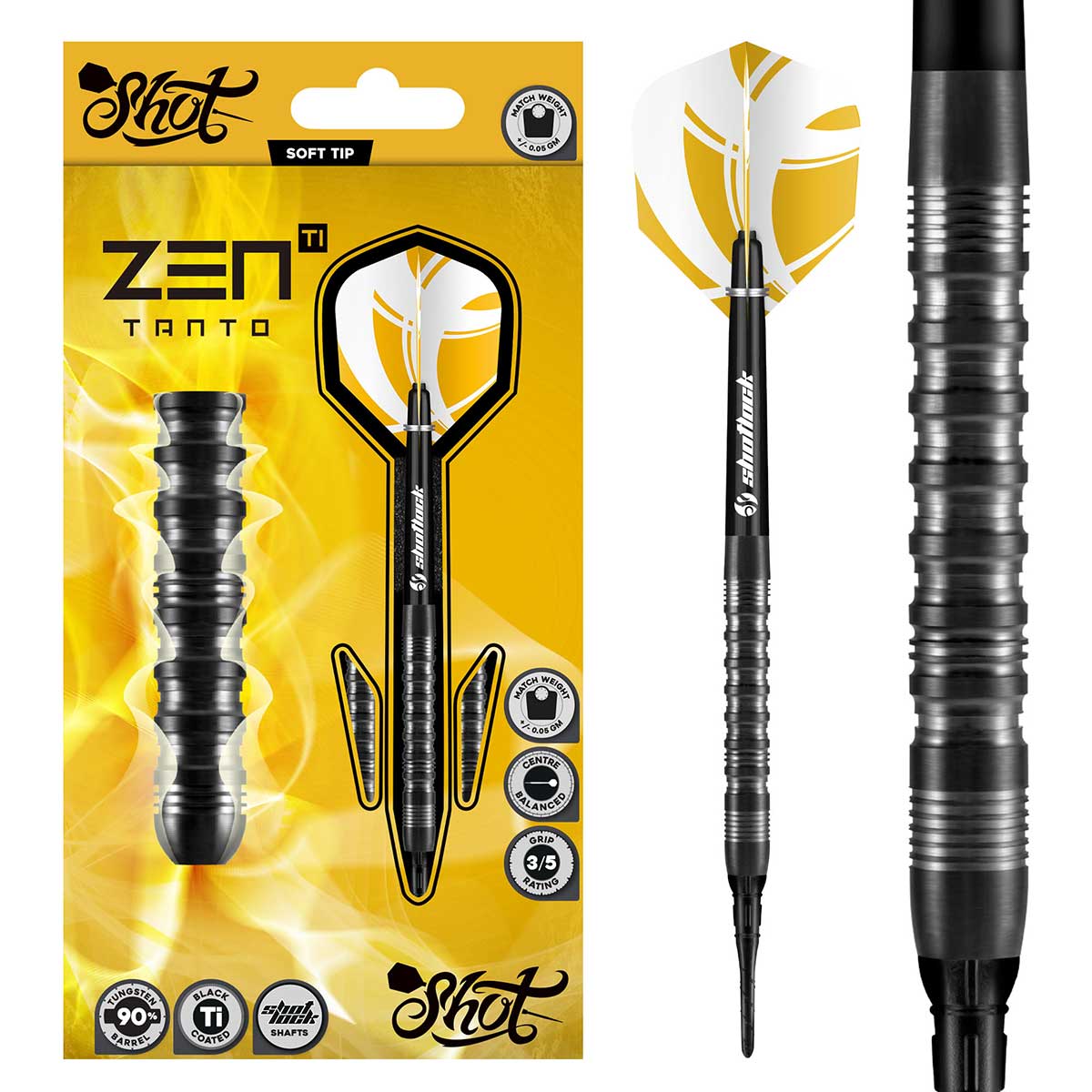 SHOT ZEN TANTO DOFT TIP DART SET - 90% TUNGSTEN BARRELS