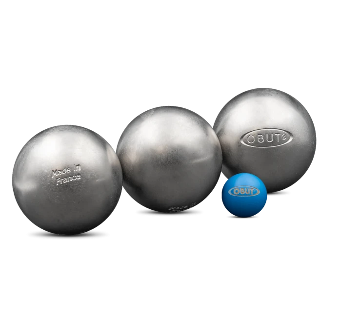 ENSEMBLE DE TROIS BOULES DE PÉTANQUE OBUT LOISIR INOX LISSE