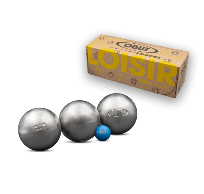 ENSEMBLE DE TROIS BOULES DE PÉTANQUE OBUT LOISIR INOX LISSE