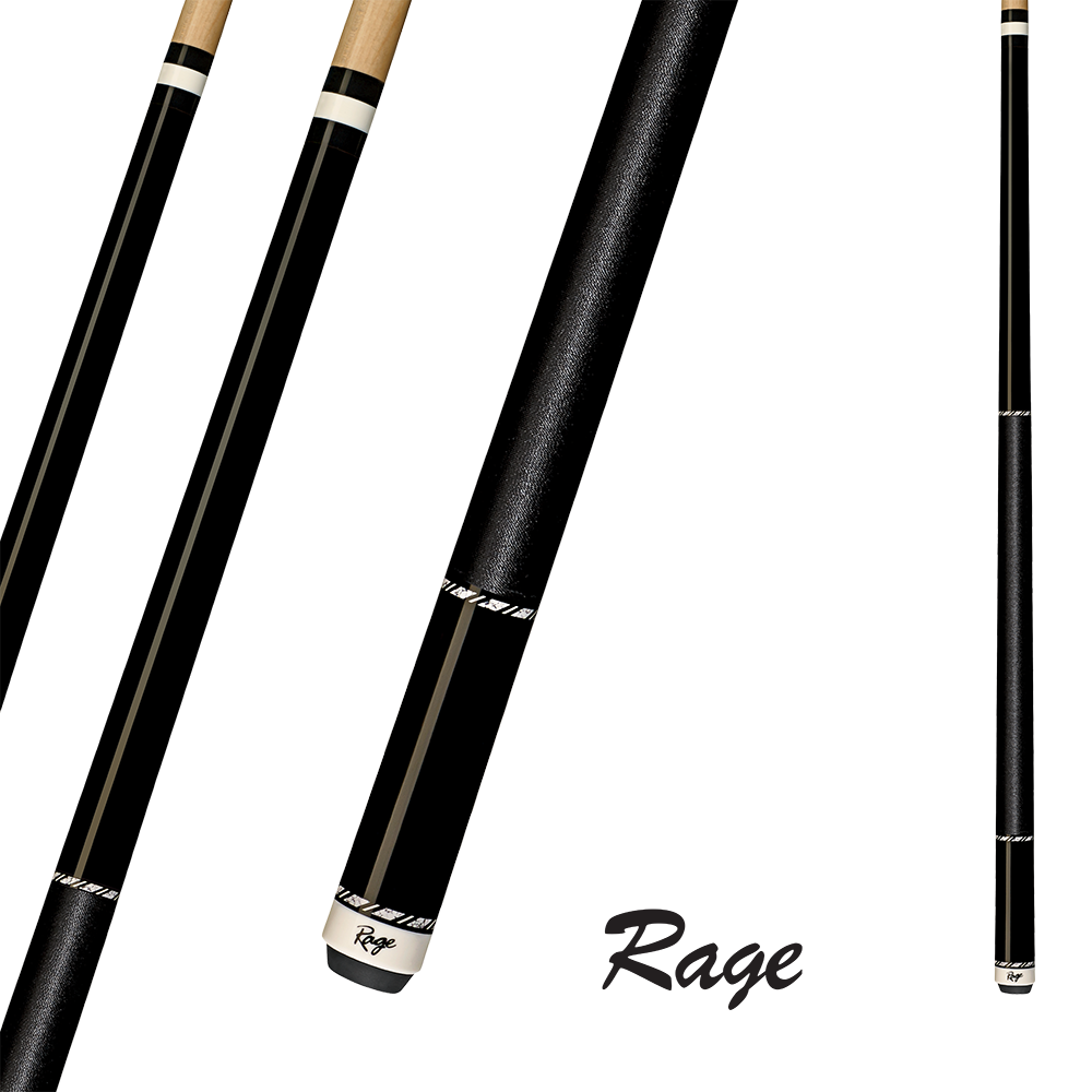 RAGE POOL CUE BLACK ONYX WRAP BLACK 13MM 19OZ