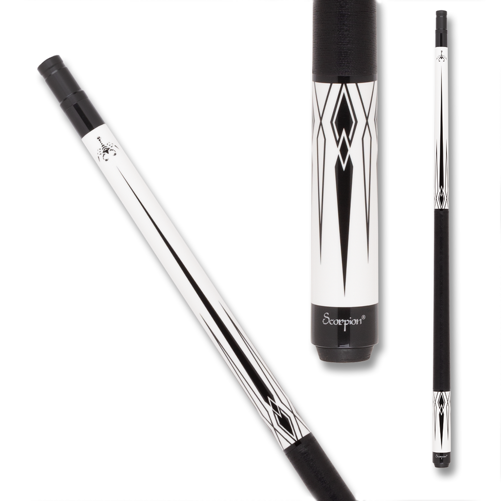 SCORPION POOL CUE SW10 WRAP BLACK AND WHITE 12MM 19OZ