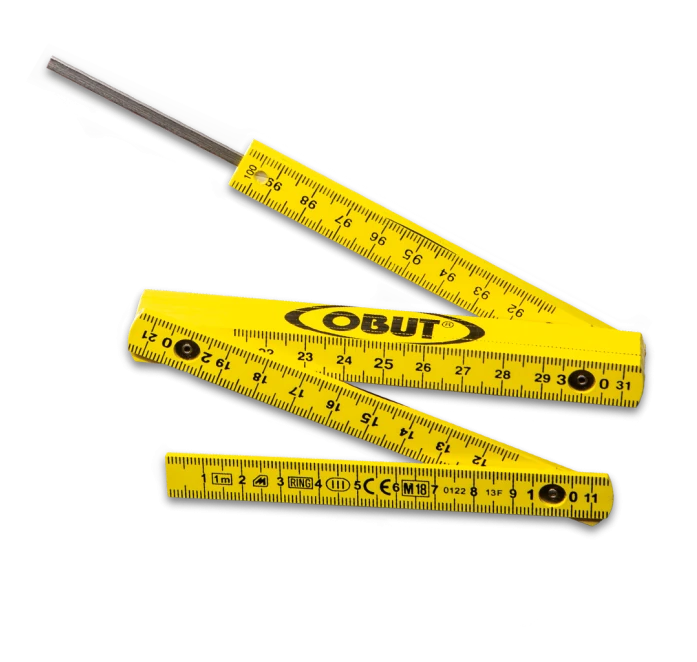 OBUT YELLOW FOLDING RULE WITH EXTENSION 10 FIBRE GLASS SEGMENTS
