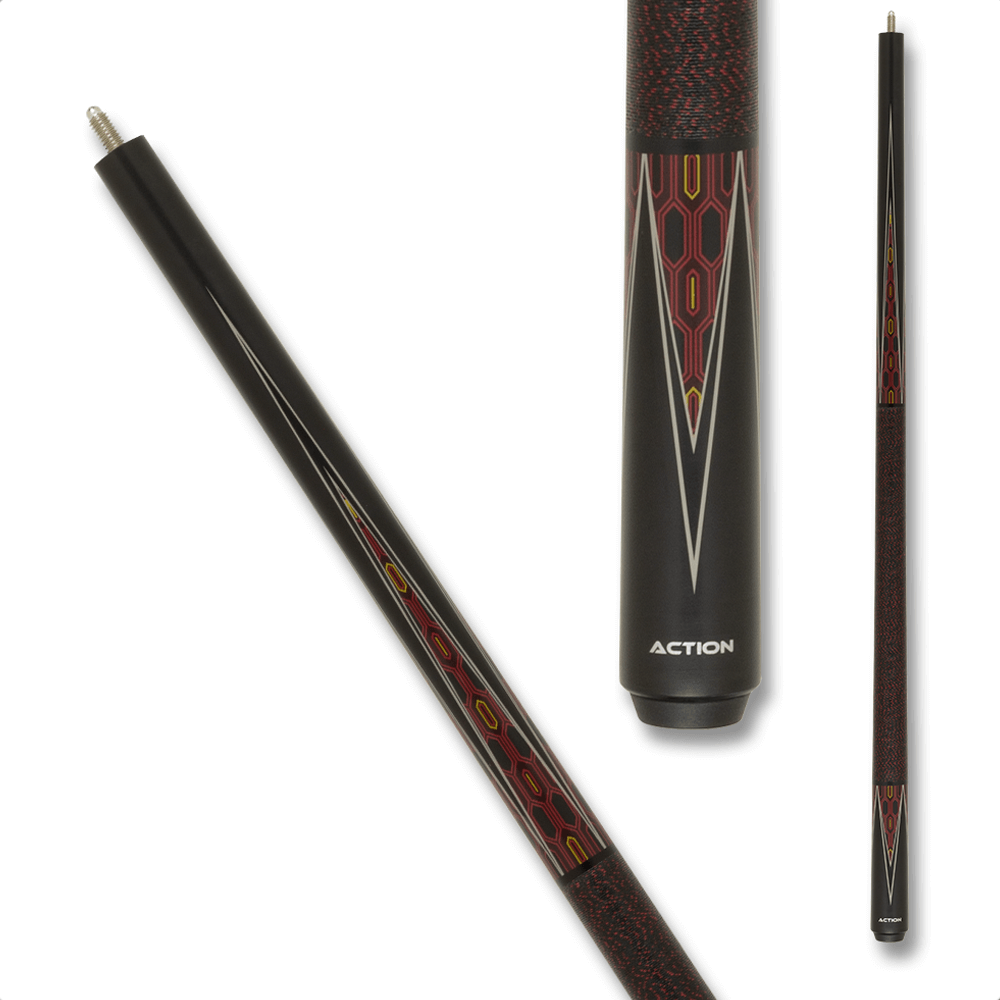 ACTION IMPACT IMP68 SILVER POINTS CUE BLACK/RED 13MM 19OZ