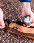 BOCCE LEATHER CASE OBUT 3 BALLS CAMEL
