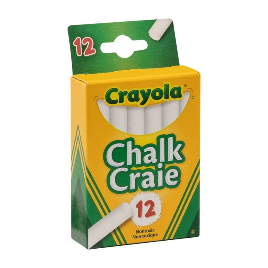 CRAYOLA BOX OF 12 DUSTLESS WHITE CHALKS