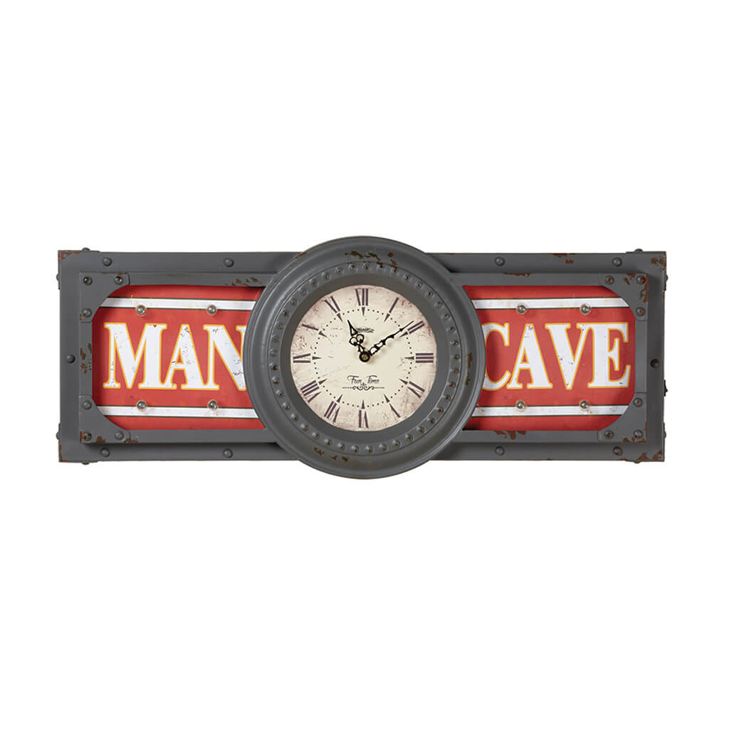 METAL SIGN-MAN CAVE CLOCK