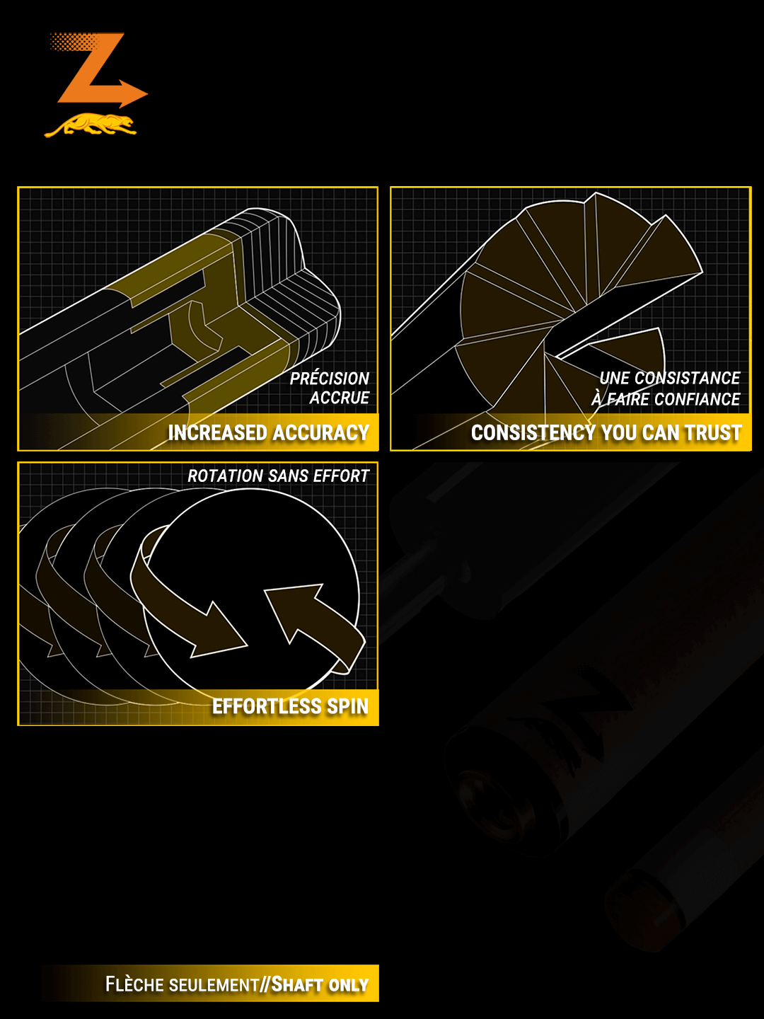 PREDATOR Z-3 11.85MM SHAFT FOR UNI-LOC® QUICK-RELEASE WITH THIN BLACK COLLAR