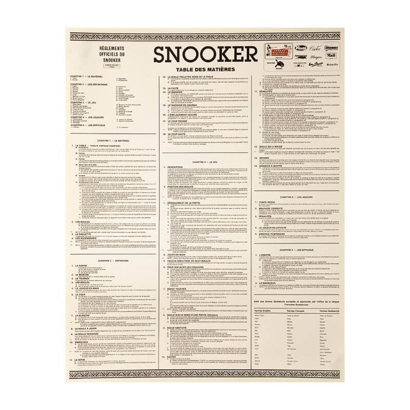 RULES OF SNOOKER FRENCH VERSION